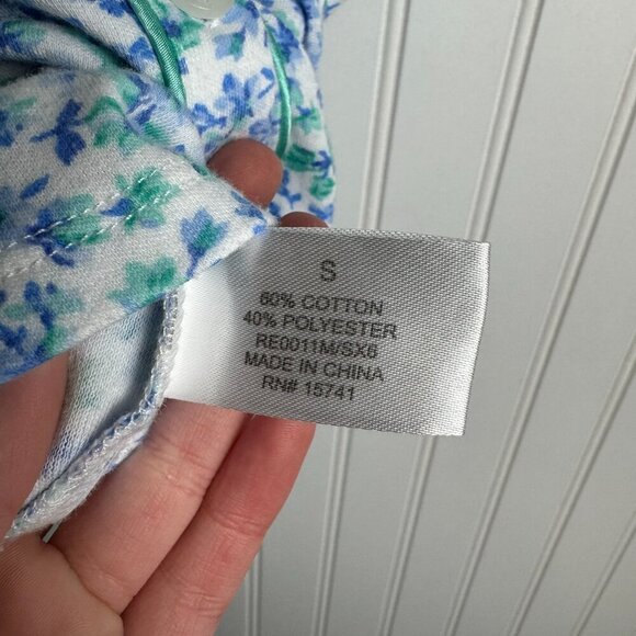 Karen Neuburger blue floral short sleeve pajama set size small O8 - Picture 4 of 7